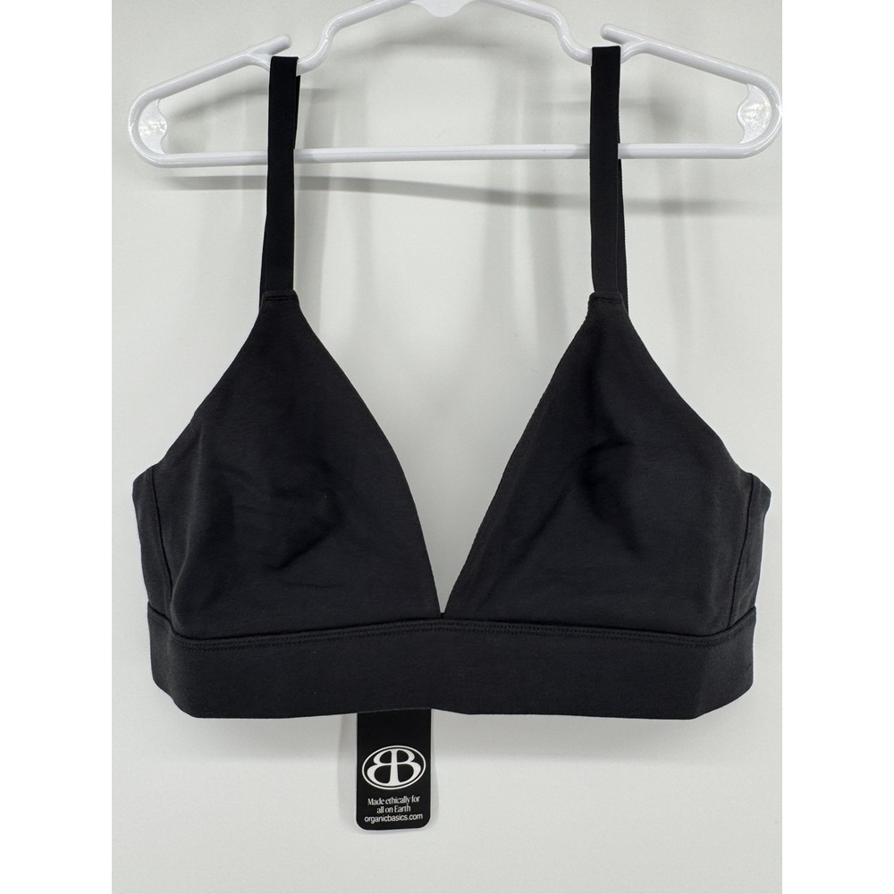Organic Basics Women's Core Organic Cotton Triangle Bralette Black XS NWT